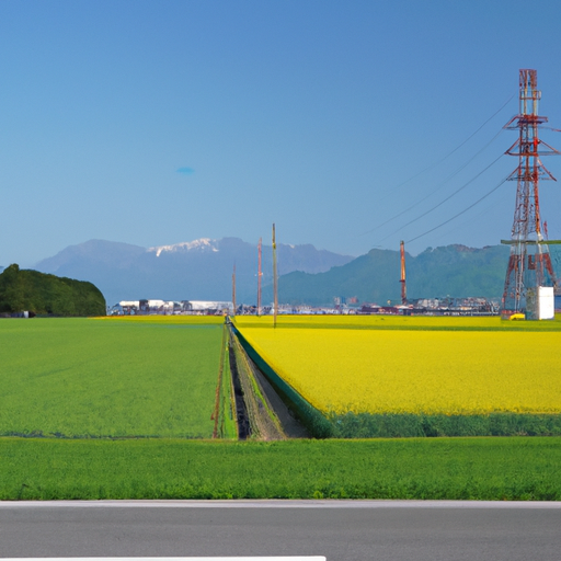 「千葉県の地図上に人口の分布を示す色分けされた地域、活気ある都市部の風景、平和な農村部の風景、若者と高齢者、そして様々な文化背景を持つ人々のイラストが描かれています。」