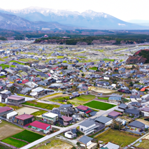 「群馬県の豊かな自然環境と、近代的な建売住宅が融合した風景、その中にはエコ住宅や耐震対策が施された家々が立ち並び、交通の便が良い場所に位置しています。」
