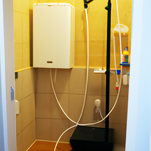 新築の建売住宅の内部で、湿度管理のための換気を行い、水回りのチェック、壁や床のひび割れ確認、そして屋根の雪下ろしを行う人々の様子を描いたイラスト。